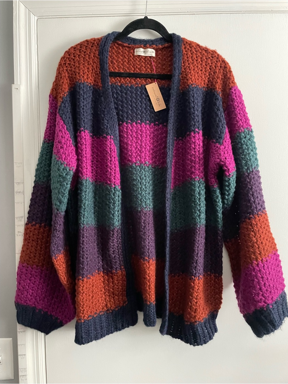 Natural Life NWT Striped Open Front Women's Cardigan Sweater - Multicolor